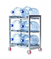 Стеллаж для 6 бутылей «Аква-6» НА КОЛЕСИКАХ / РОЛИКАХ